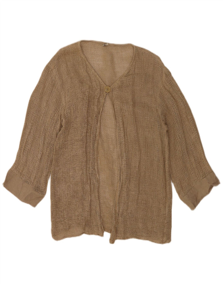 Vintage mujeres ver a través de 1 botón 2 piezas conjunto Reino Unido 12 beige medio