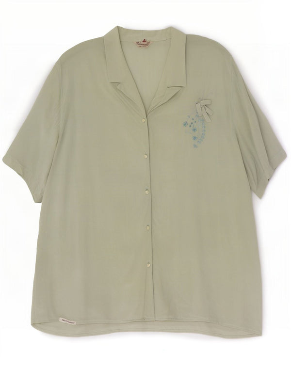 Padovanelle Blusa de manga corta para mujer IT 50 XL Verde Floral