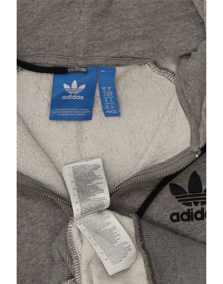 Adidas Hombre Zip Sudadera Con Capucha Suéter Gris Medio Algodón Moteado
