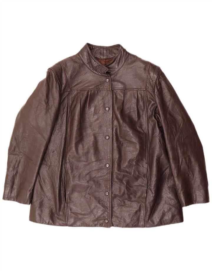 Vintage mujer chaqueta de cuero Reino Unido 18 XL cuero marrón