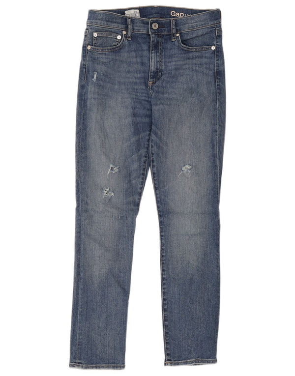 Vaqueros rectos ajustados desgastados para mujer Gap W28 L28 Algodón azul