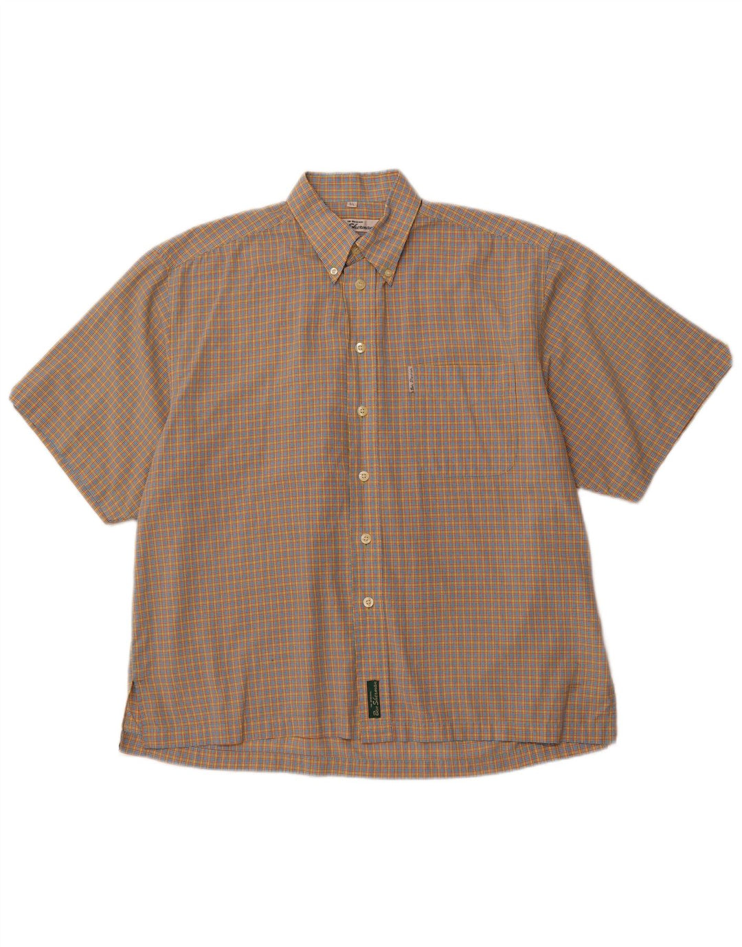 BEN SHERMAN Camisa de manga corta para hombre, cuadros grandes multicolores