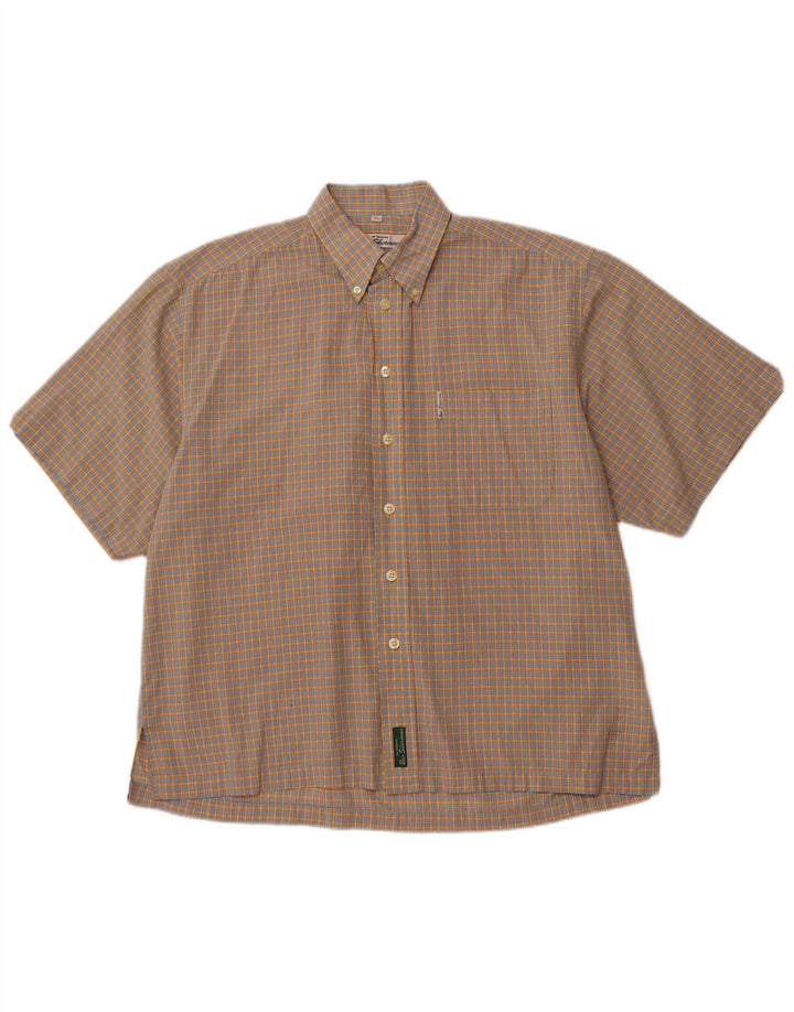 BEN SHERMAN Camisa de manga corta para hombre, cuadros grandes multicolores