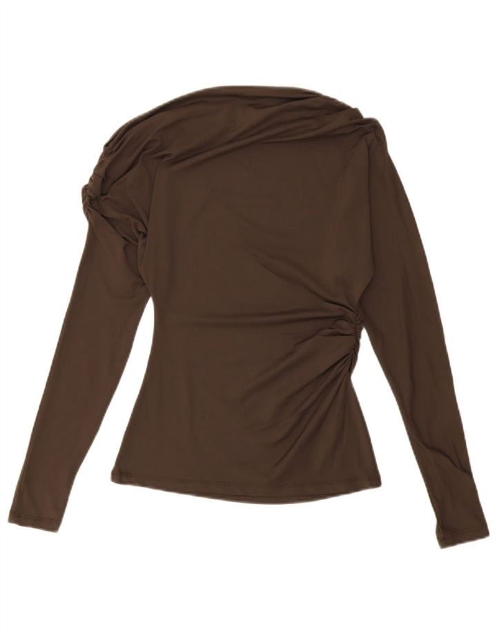 Zara Mujer Top Con Hombros Descubiertos UK 8 Small Marrón