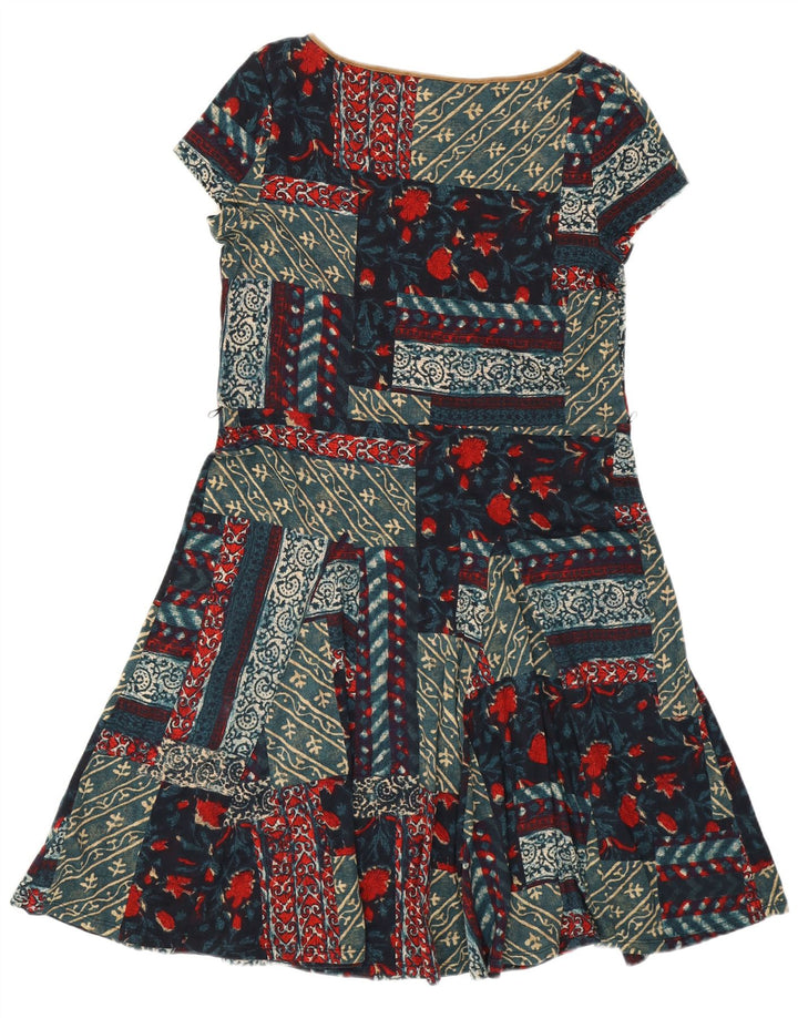 Ralph Lauren Vestido acampanado para mujer UK 18 XL Algodón patchwork multicolor