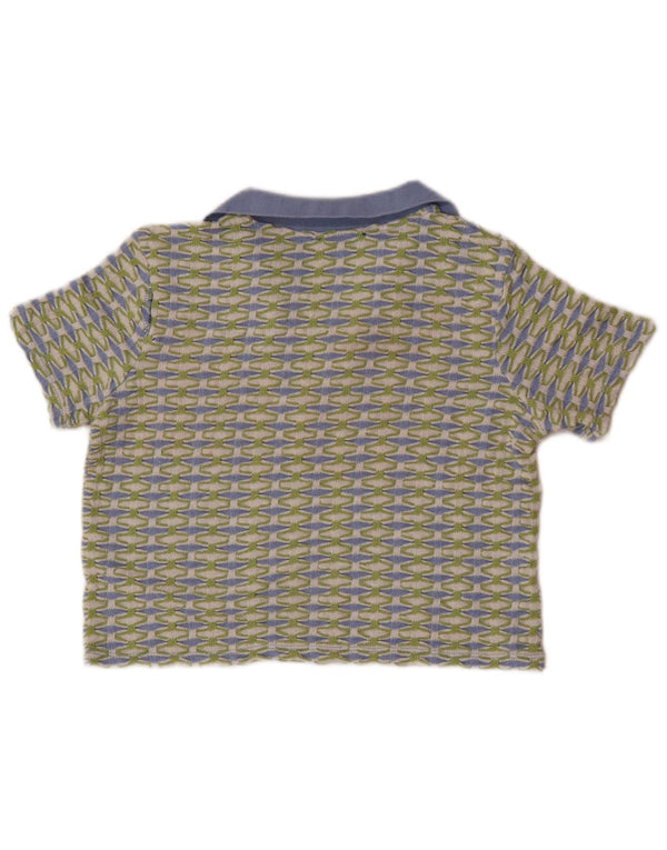 Zara Polo Corto Mujer UK 40 Poliéster Geométrico Verde Pequeño