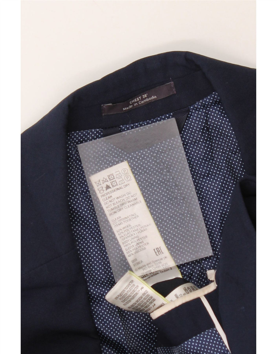 Marks & Spencer Chaqueta tipo blazer de 2 botones para hombre UK 38 Mediana lana azul marino