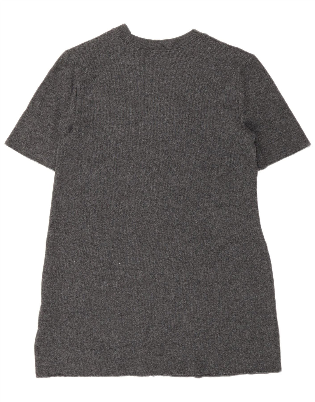 Zara Mujer Vestido Jersey De Manga Corta UK 40 Pequeño Poliéster Gris
