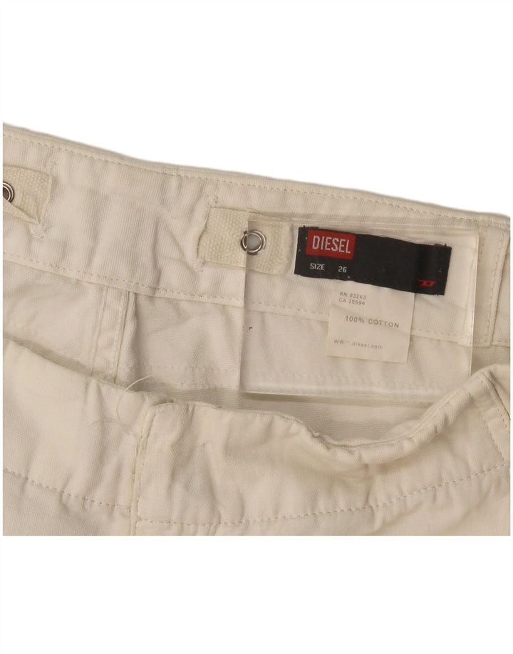 Diesel Pantalones Cortos Chinos Mujer W26 Pequeño Algodón Blanco