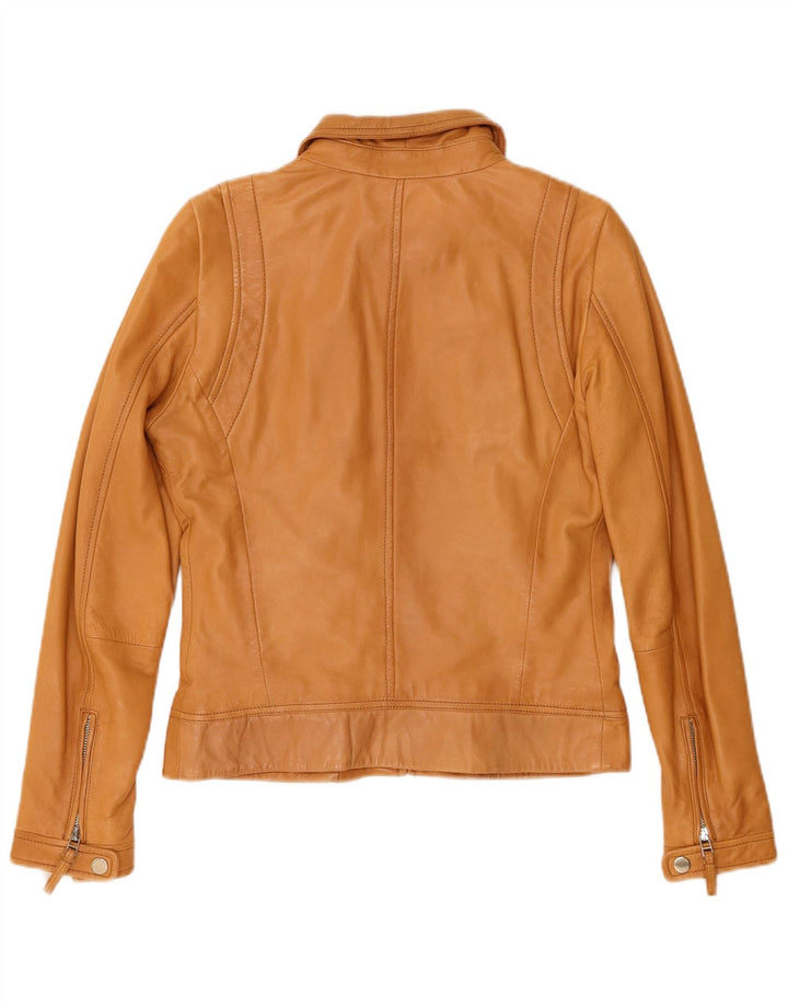 Massimo Dutti Chaqueta Corta De Cuero Para Mujer UK 42 Piel De Oveja Beige Mediana