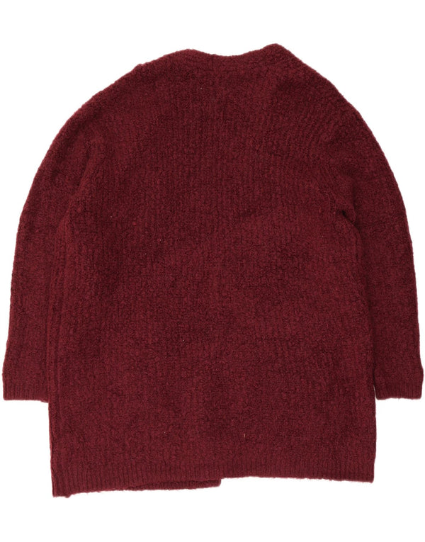 Marks & Spencer Suéter tipo cárdigan abierto largo para mujer UK 46 Large Borgoña