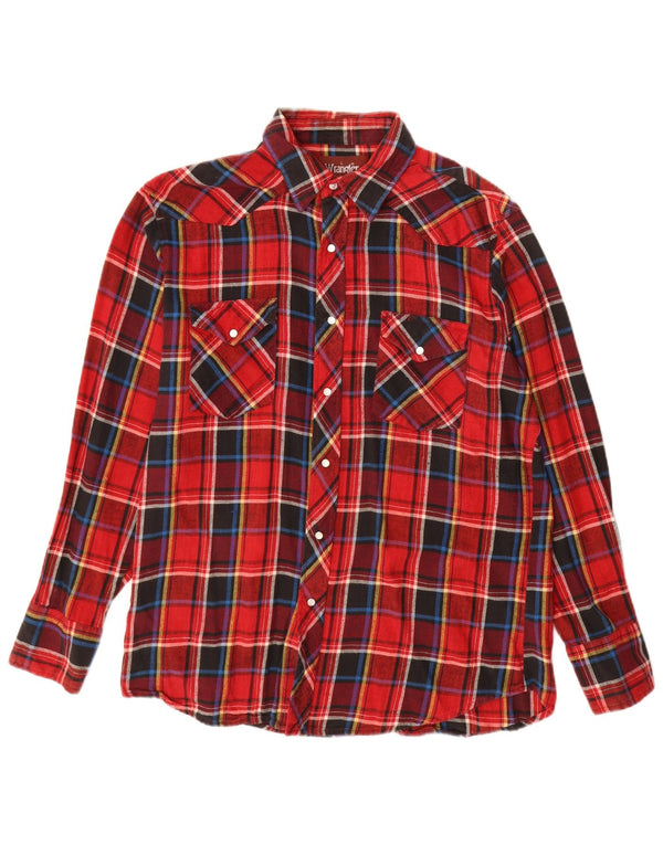 Wrangler Camisa de franela occidental para hombre, cuadros rojos grandes
