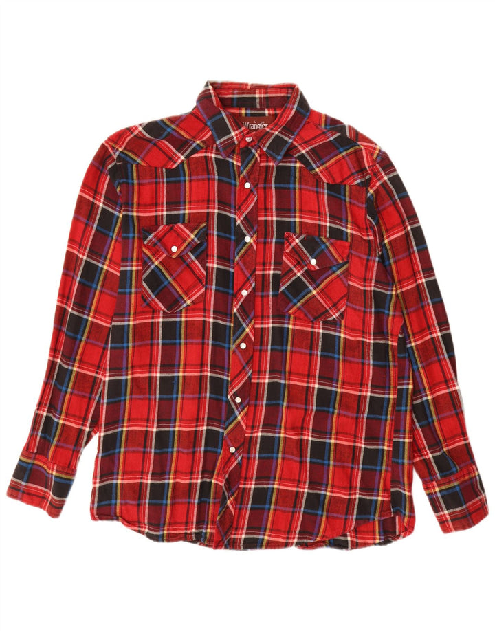 Wrangler Camisa de franela occidental para hombre, cuadros rojos grandes