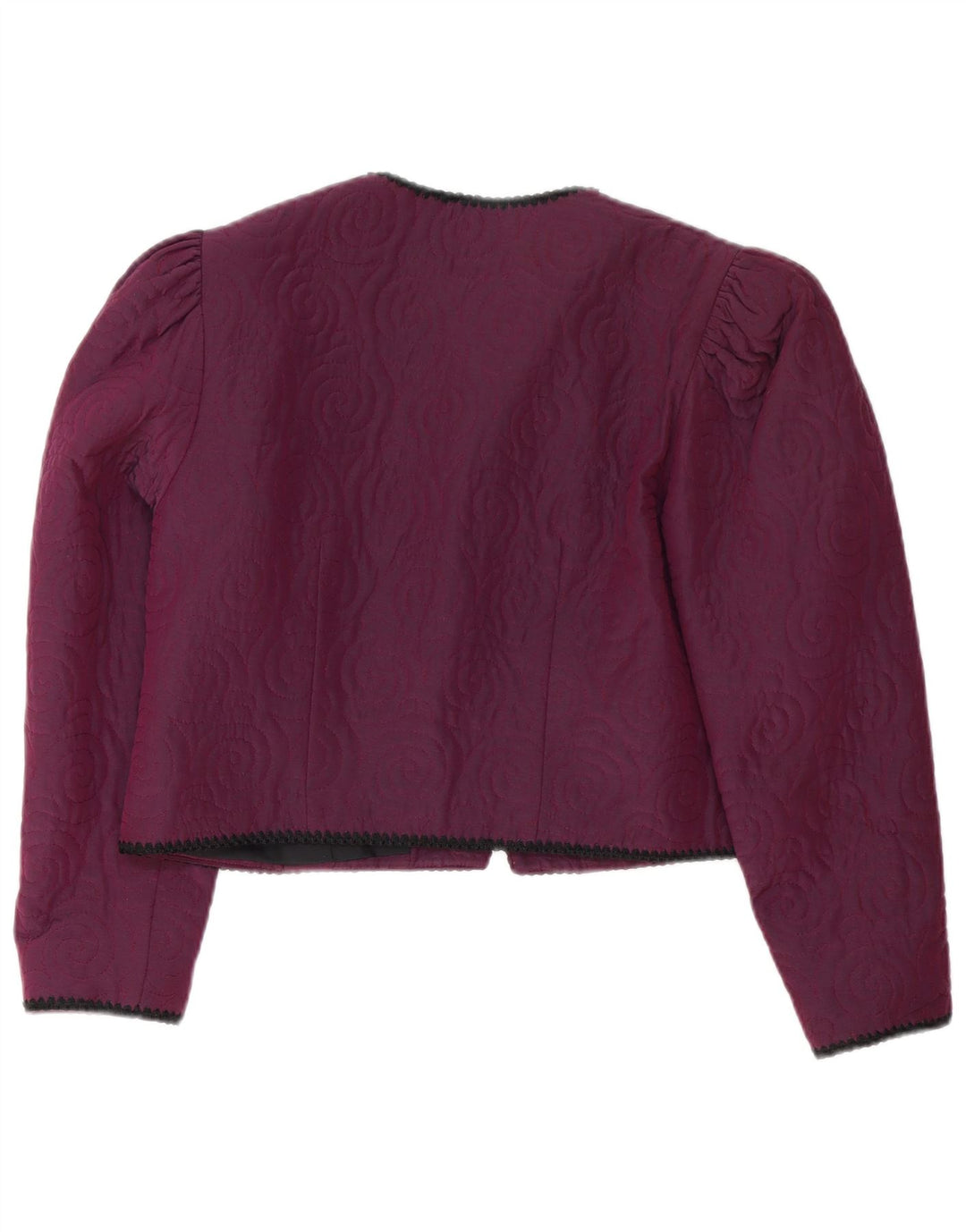 Vintage Mujer Bolero Chaqueta Reino Unido 14 Viscosa Púrpura Mediana