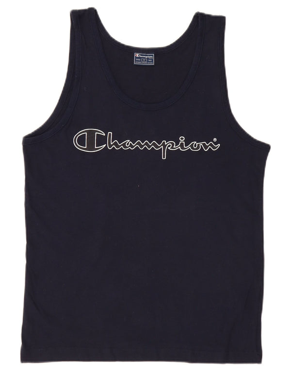 Champion Camiseta Sin Mangas Con Gráfico Para Hombre Pequeño Algodón Azul Marino