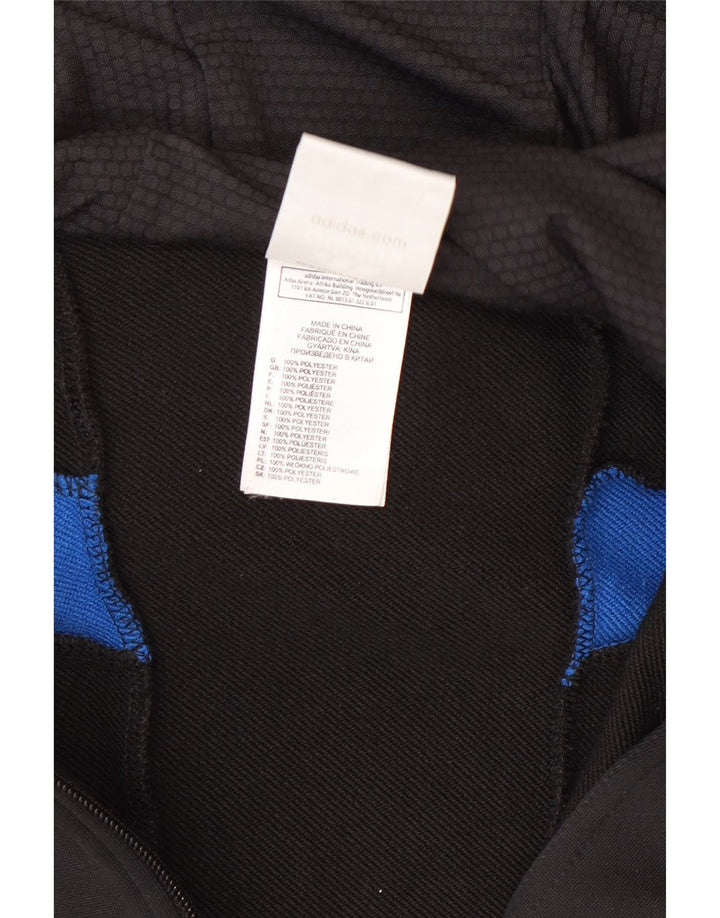 Adidas Hombre Zip Sudadera Con Capucha Suéter Medio Negro Poliéster Deportes