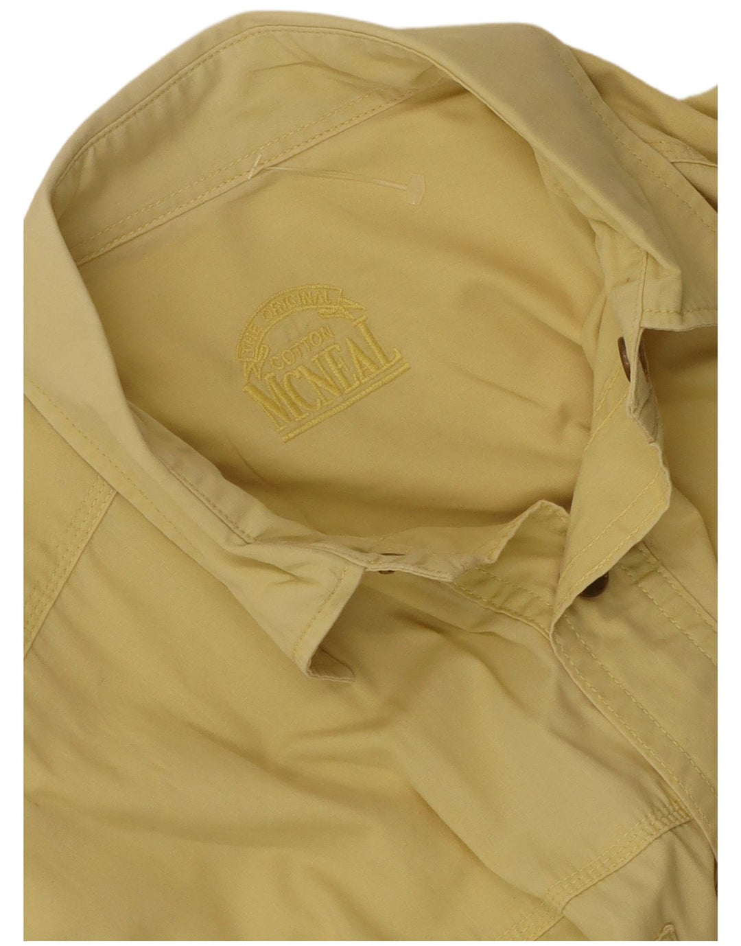 McNeal Camisa de manga corta para hombre de algodón amarillo grande