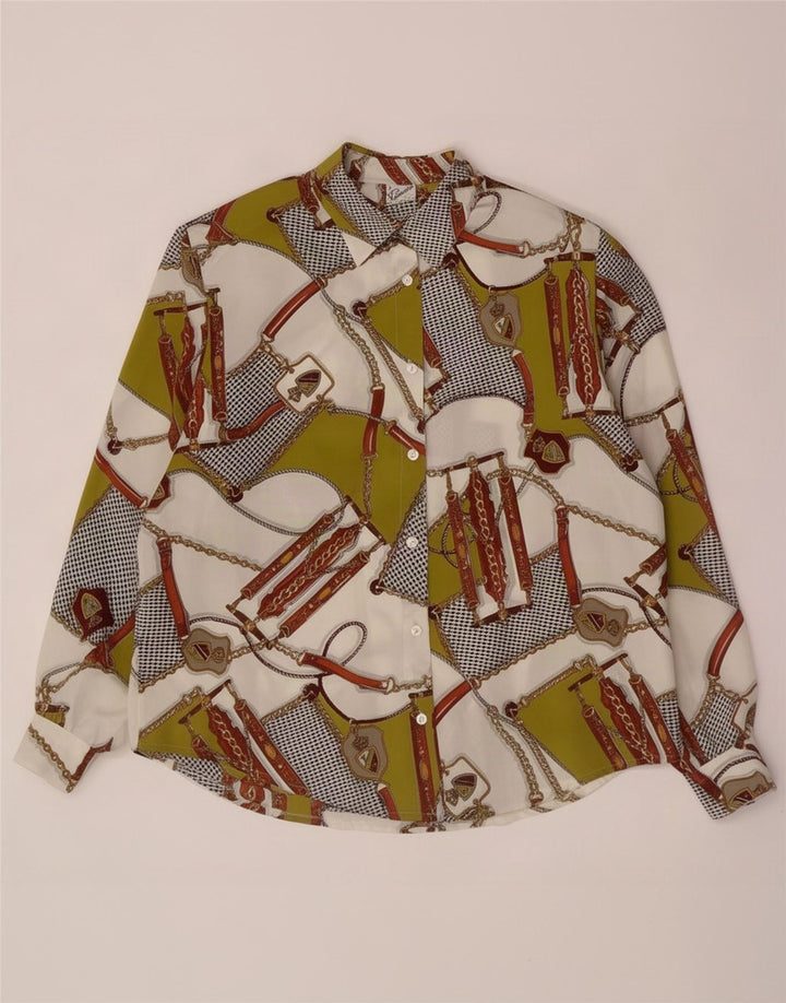 Primavera Firenze Blusa para mujer con estampado abstracto, talla 40, talla grande, multicolor