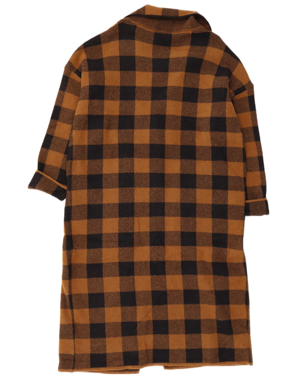 Zara Mujer Abrigo Extragrande UK 10 Small Marrón Gingham Nylon