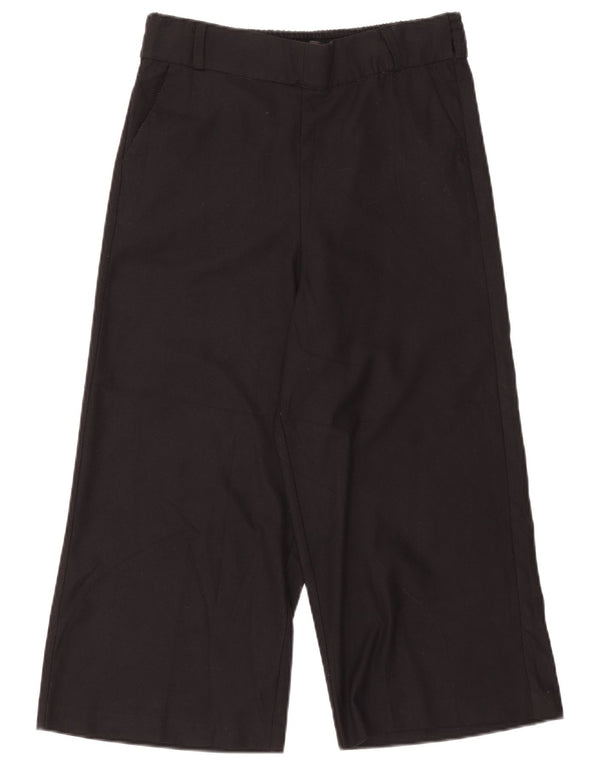 Zara Mujer Pantalones Capri De Pierna Ancha Grande W30 L20 Negro