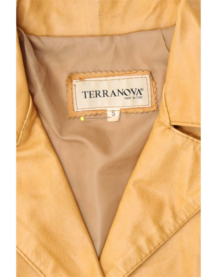 Terranova Abrigo de cuero para mujer UK 10 Small Beige Leather