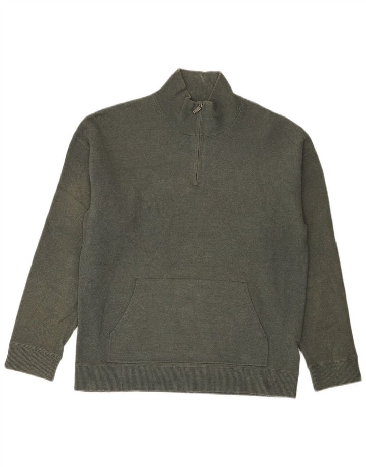 Massimo Dutti Jersey Hombre Con Cremallera Cuello Jersey Large Viscosa Gris