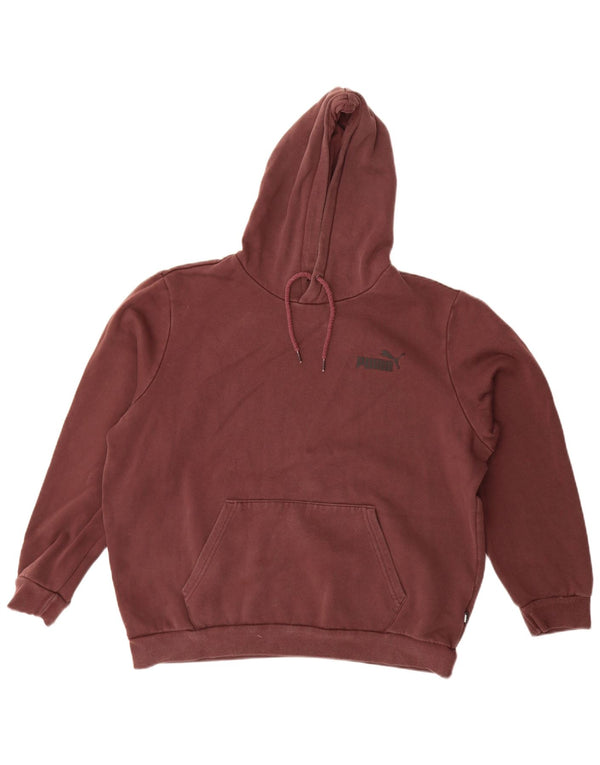 Puma Womens Oversized Hoodie Jumper UK 16 Large Burgundy Cotton
