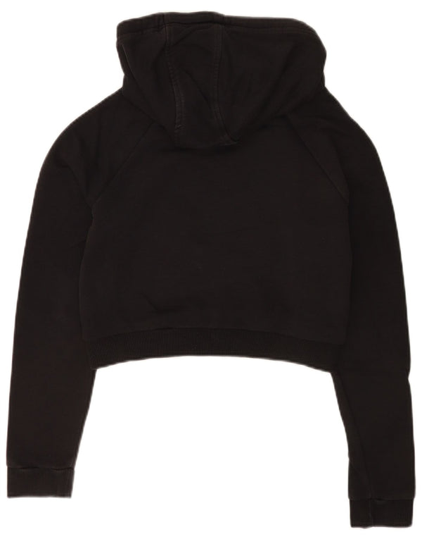 Adidas Mujer Graphic Crop Sudadera con capucha Jumper UK 8 Pequeño Algodón Negro