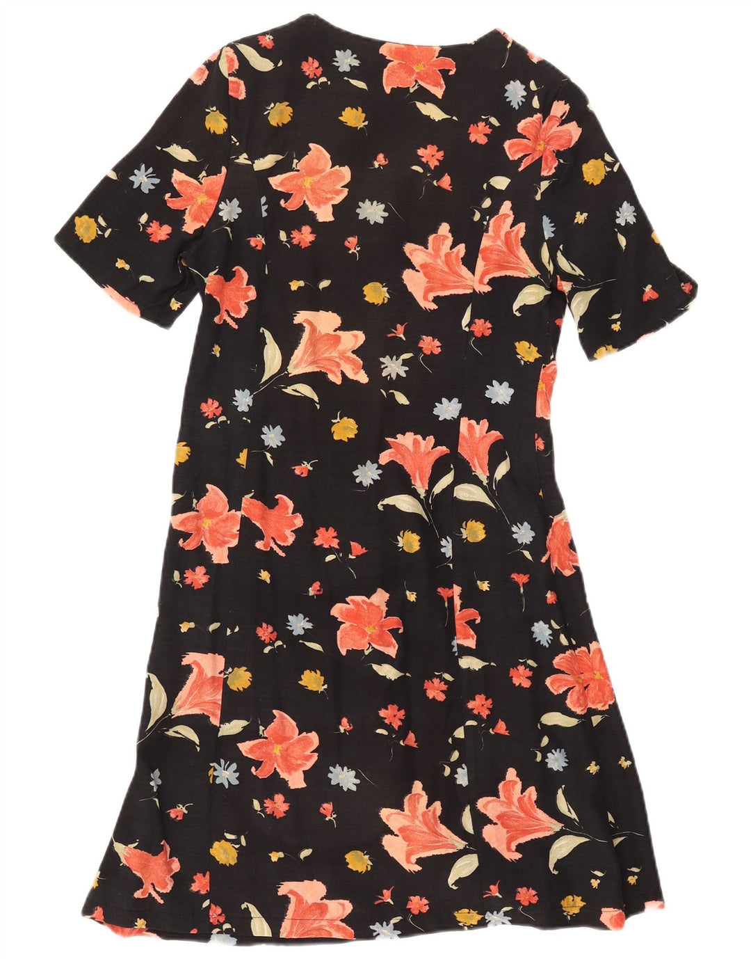 Vintage mujer A-Line vestido Reino Unido 8 pequeño negro floral