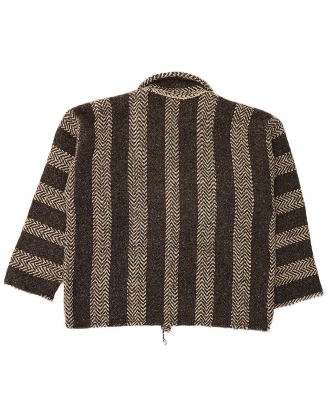 VINTAGE Hombres Polo Cuello Jersey Suéter XL Gris Chevron Azteca