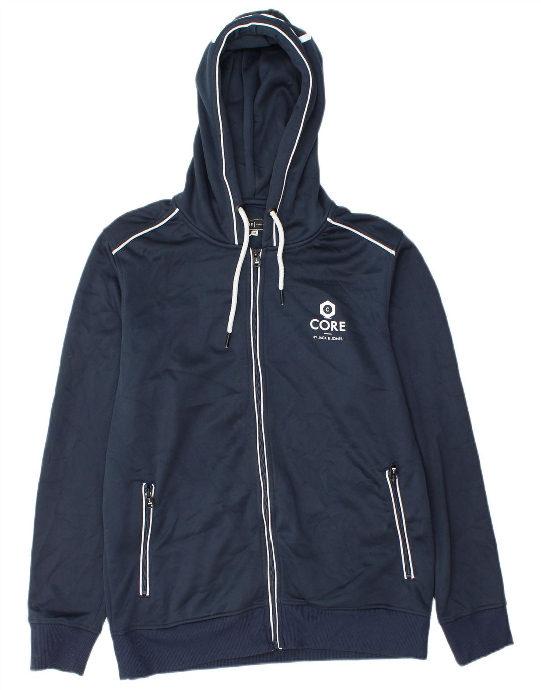 Jack & Jones Sudadera con capucha y cremallera gráfica para hombre Poliéster azul marino mediano