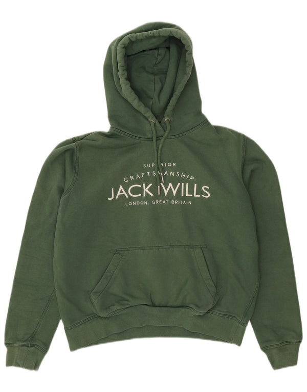 Jack Wills Jersey con capucha de gran tamaño para mujer con gráfico UK 10 Small Green Cotton
