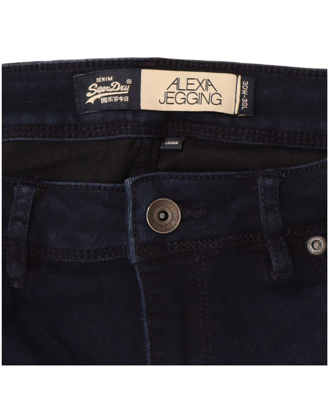 SUPERDRY Vaqueros ajustados Alexia Jegging para mujer W30 L23 Algodón azul marino