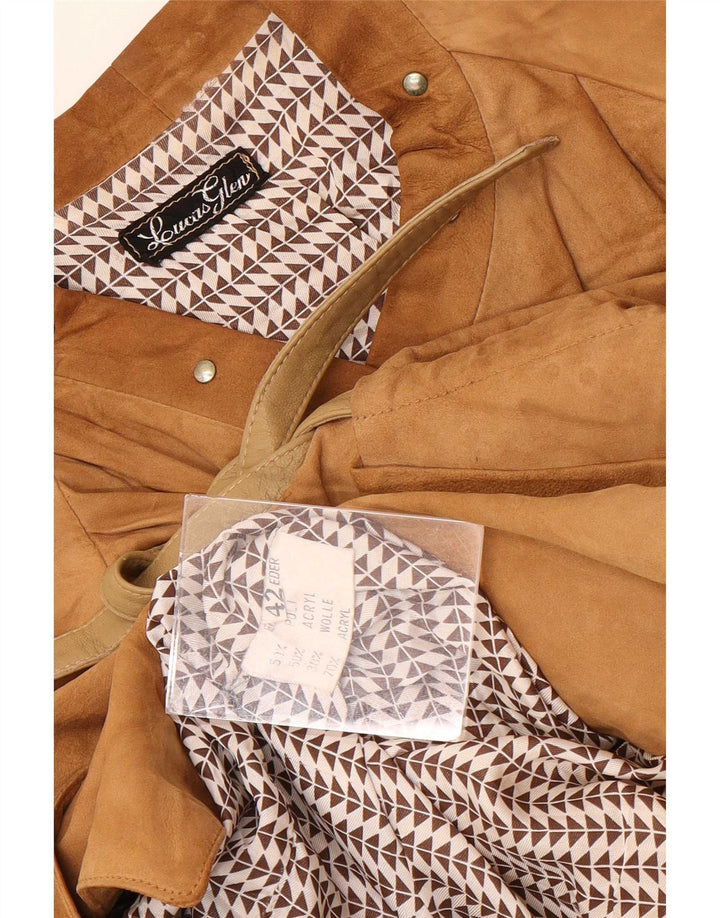 Vintage mujer ante bomber chaqueta IT 42 cuero beige medio