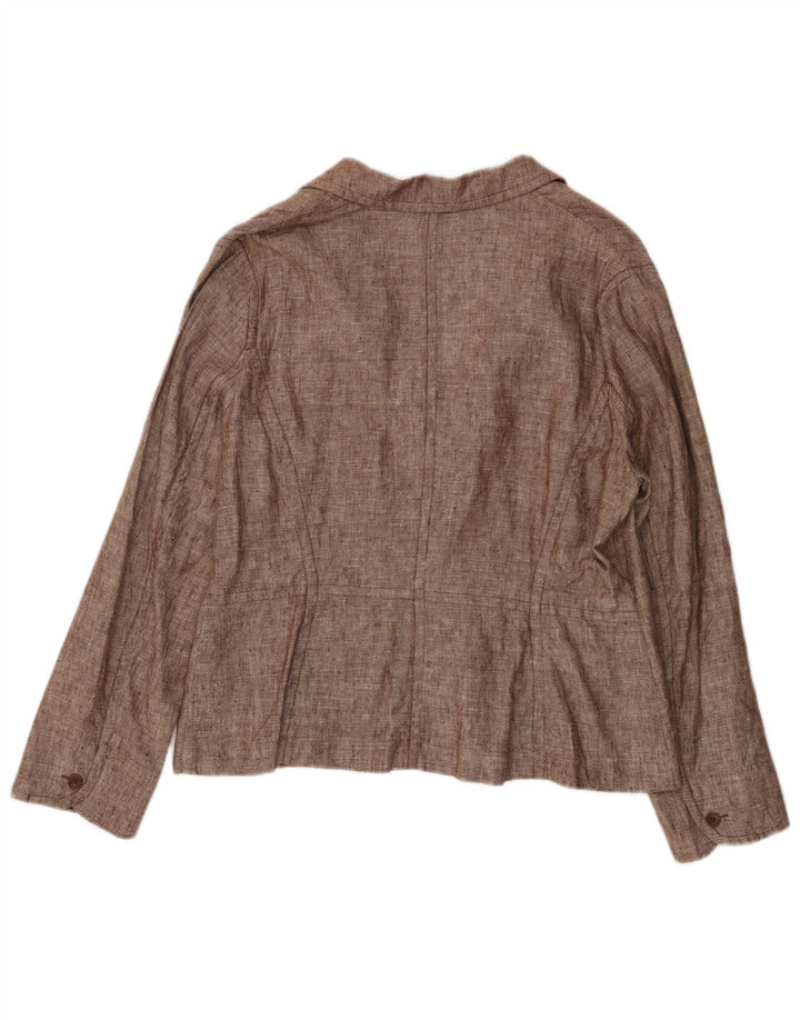MONSOON Chaqueta tipo blazer de 2 botones para mujer UK 18 XL Lino marrón