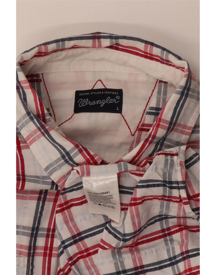 Wrangler Camisa De Manga Corta Para Hombre Algodón A Cuadros Blanco Grande