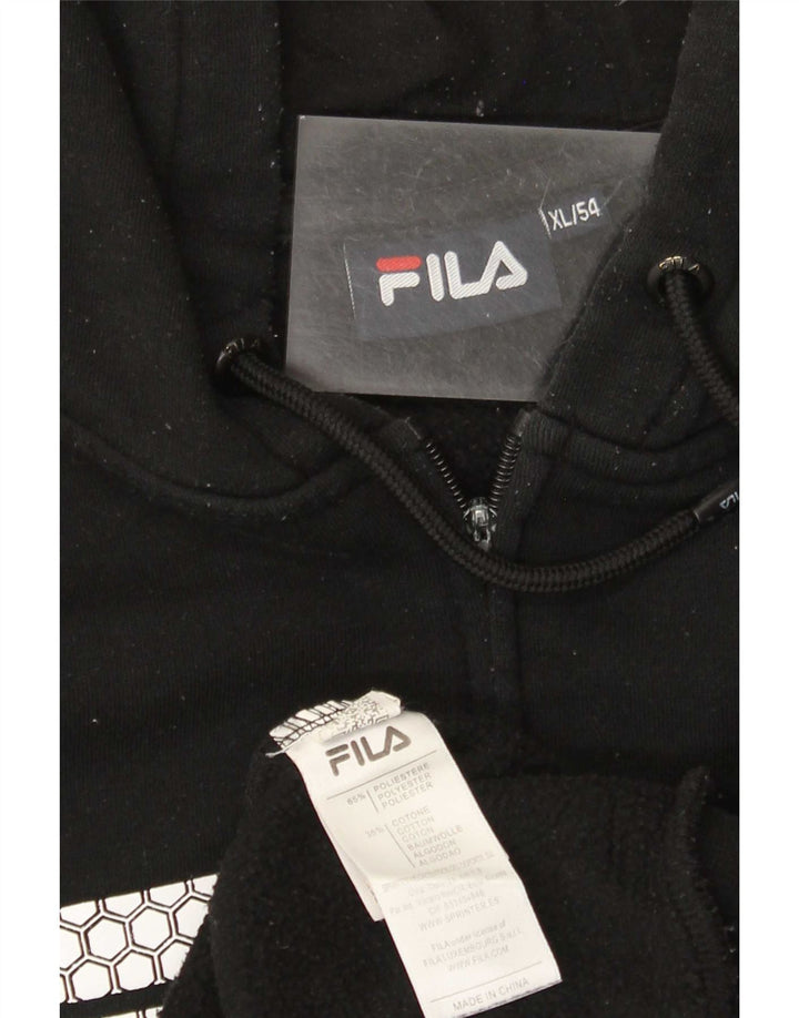 Fila Sudadera con capucha y cremallera gráfica para hombre XL Poliéster negro