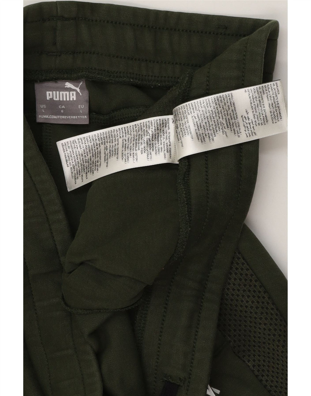 PUMA Pantalones de chándal con estampado gráfico de algodón verde grande para hombre