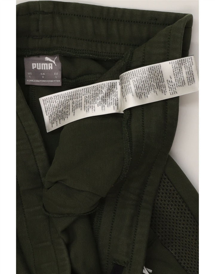 PUMA Pantalones de chándal con estampado gráfico de algodón verde grande para hombre