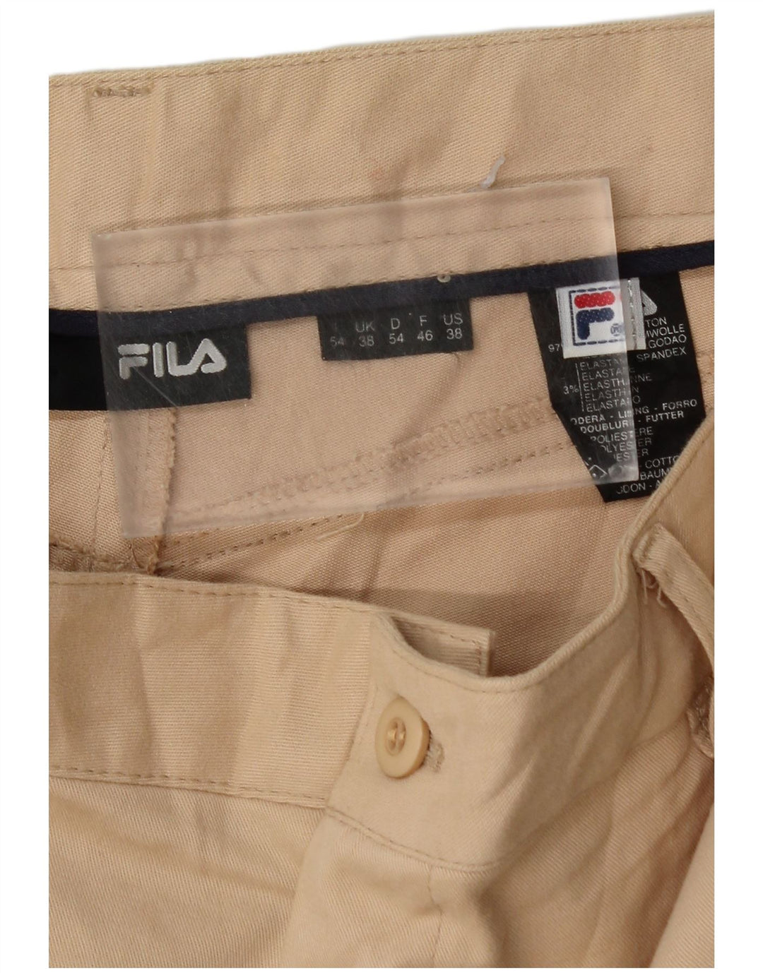 FILA Pantalón chino recto para hombre W38 L32 Algodón beige