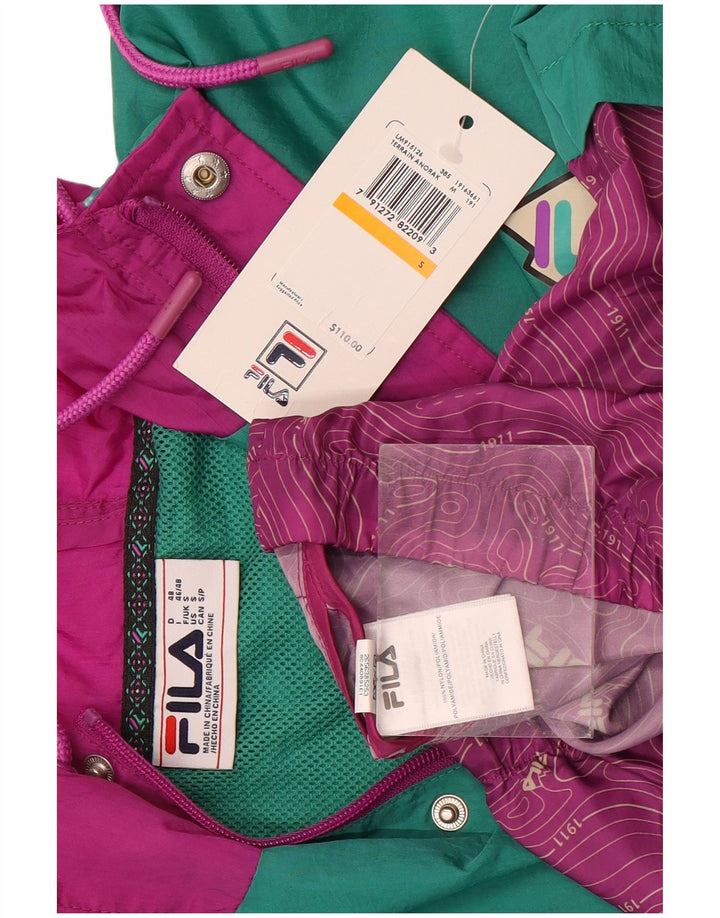 Fila Hombre Graphic Pullover Chándal Top Chaqueta Small Púrpura Colorblock