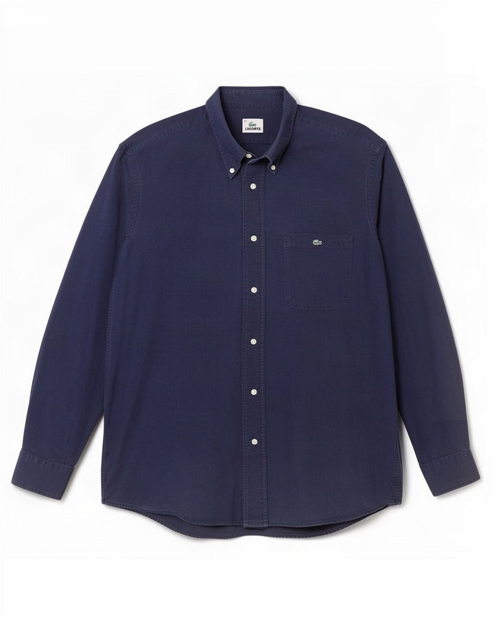 Camisa Lacoste Hombre Talla 40 Mediana Azul Marino Algodón