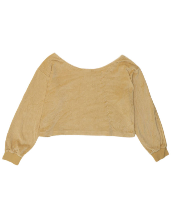 ADIDAS Top corto extragrande con hombros descubiertos para mujer Reino Unido 10 Pequeño Algodón amarillo