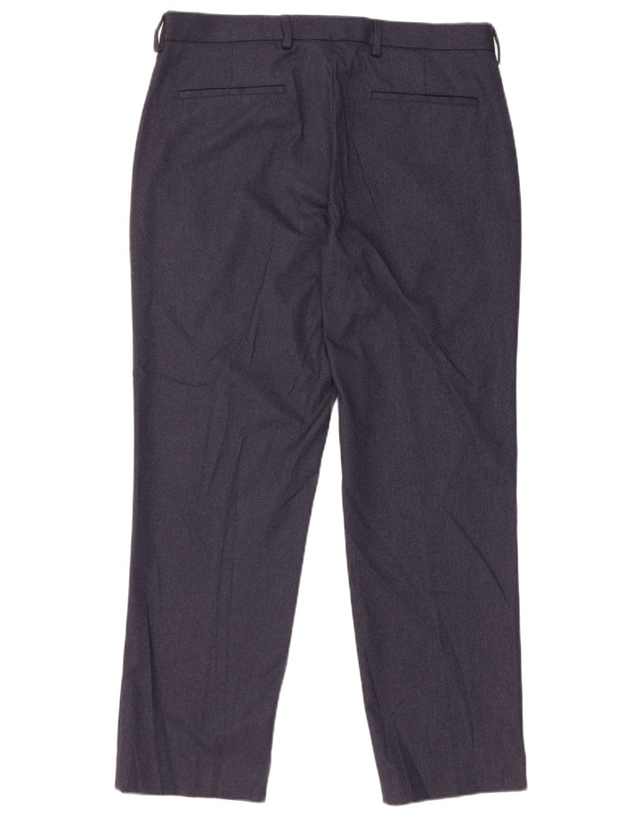 Marks & Spencer Pantalón de traje recto para hombre W34 L29 Poliéster azul marino