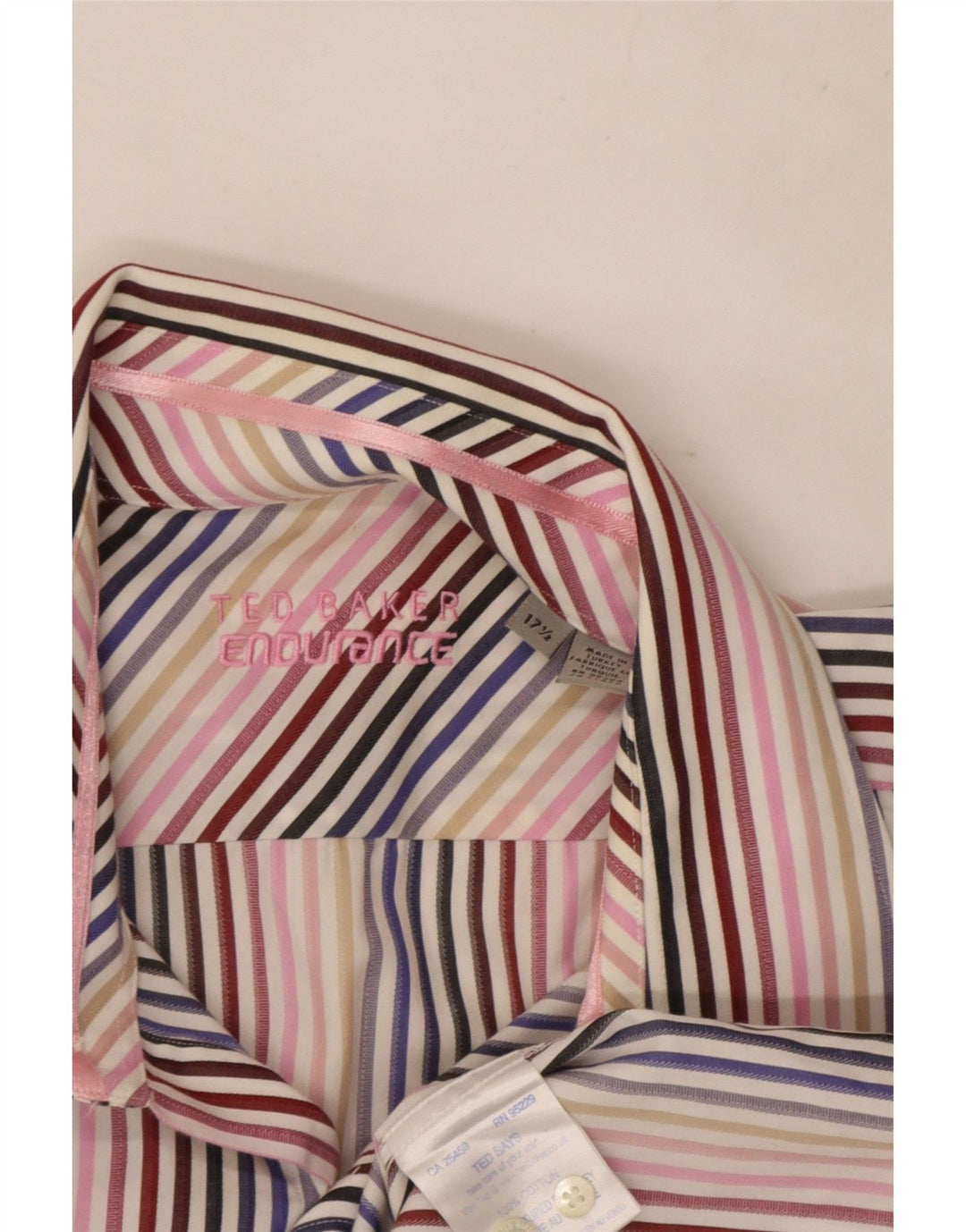 Ted Baker Camisa formal para hombre Talla 17 1/2 XL Algodón a rayas multicolor