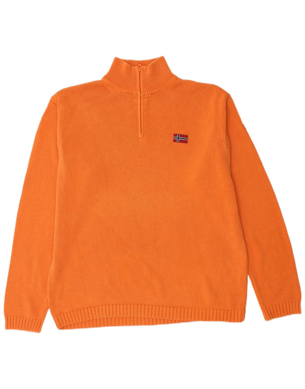 NAPAPIJRI Suéter tipo jersey con cuello y cremallera Geographic para hombre 2XL Algodón naranja