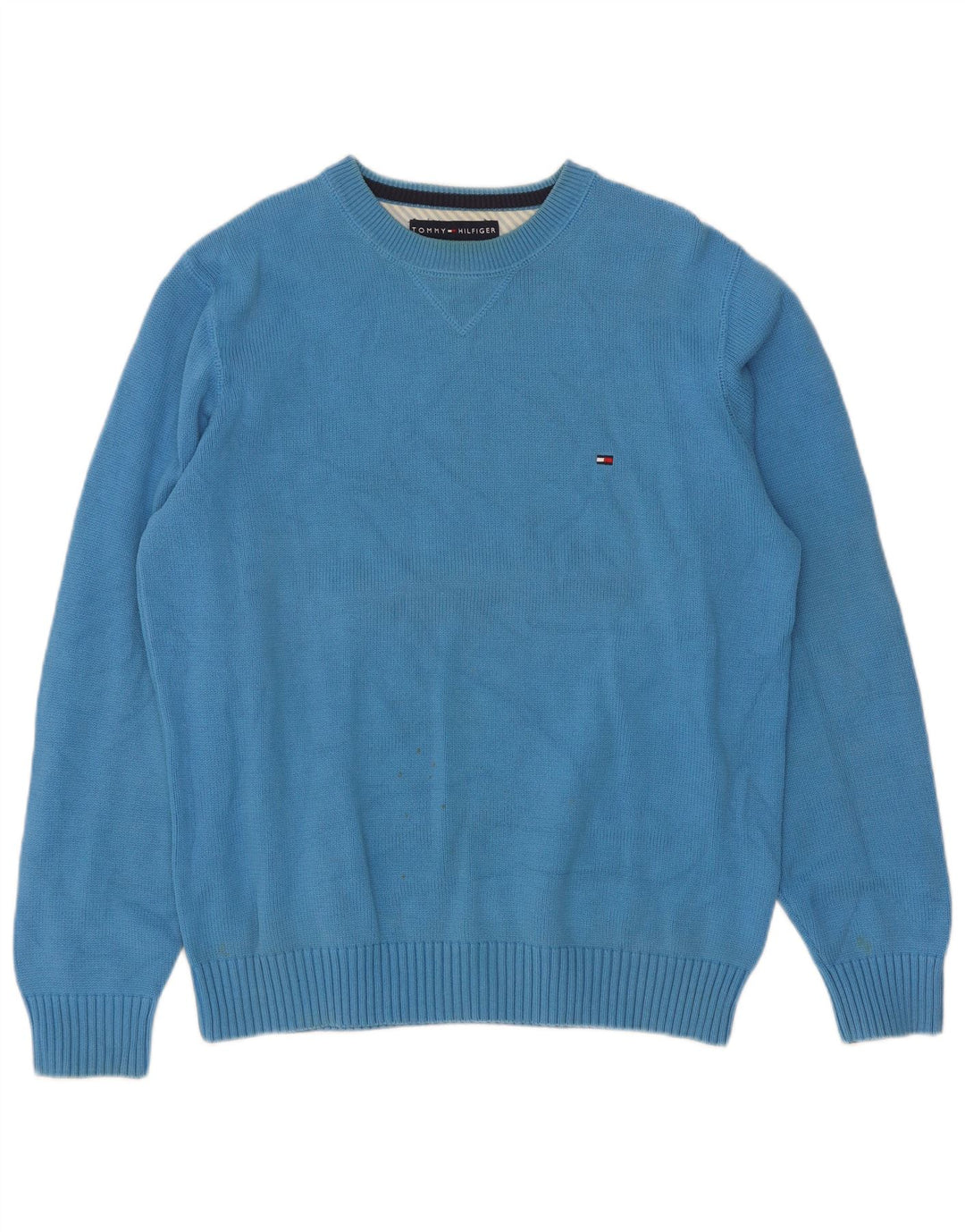 Tommy Hilfiger Jersey de cuello redondo para hombre de algodón azul medio