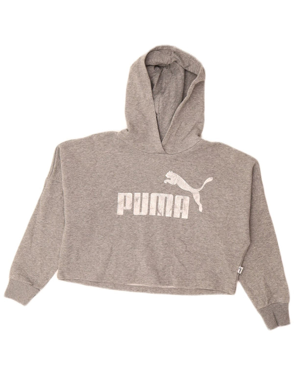 PUMA Jersey con capucha y gráfico corto para niñas 9-10 años Algodón gris