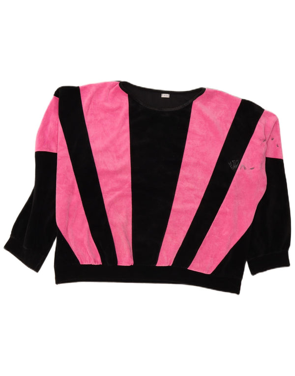 Vintage mujer sudadera jumper Reino Unido 18 XL rosa colorblock poliéster