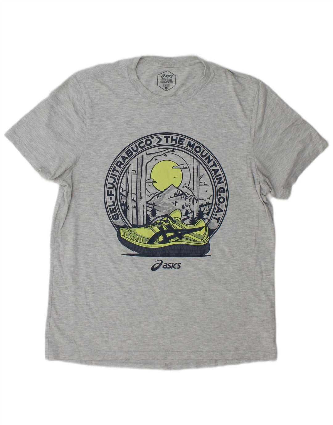 Asics - Camiseta gráfica para hombre, talla grande, algodón gris